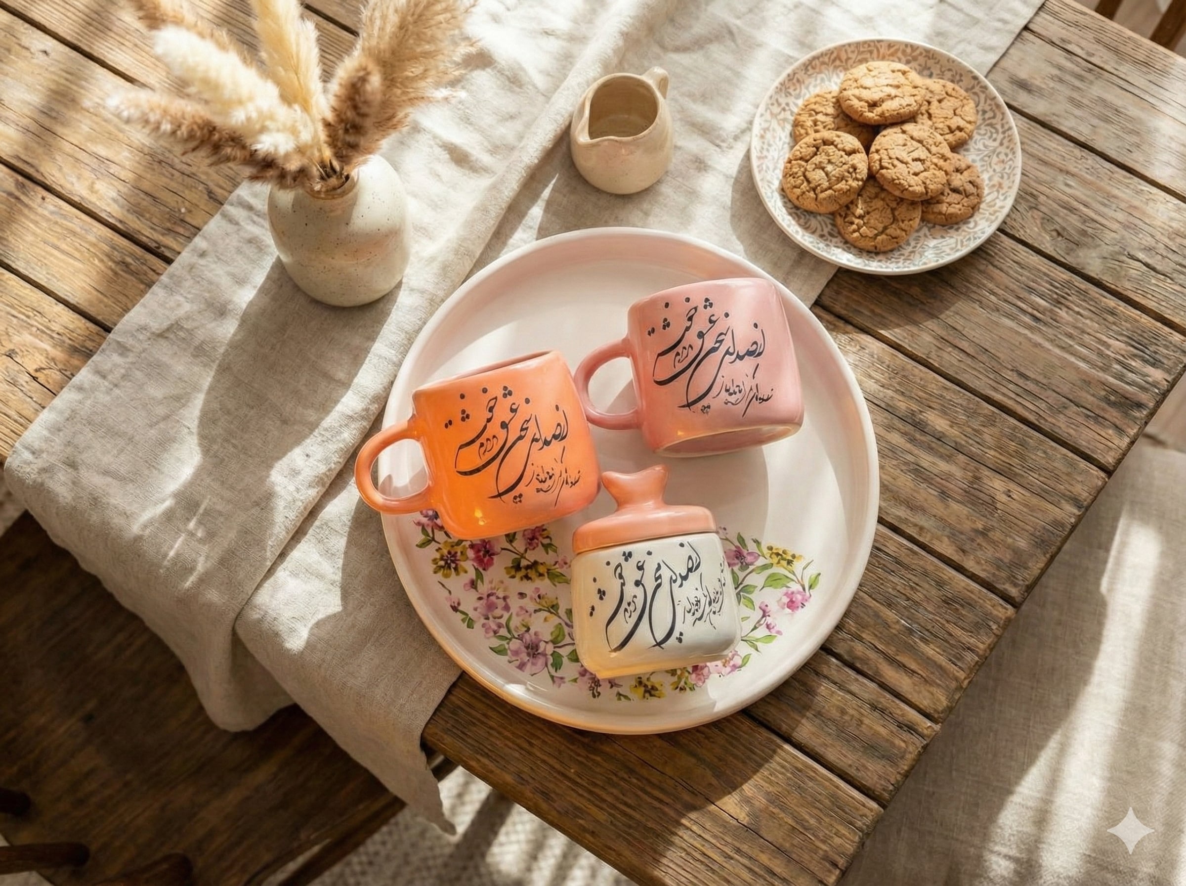 بشقاب صورتی  نقش و نگار  - تصویر 2