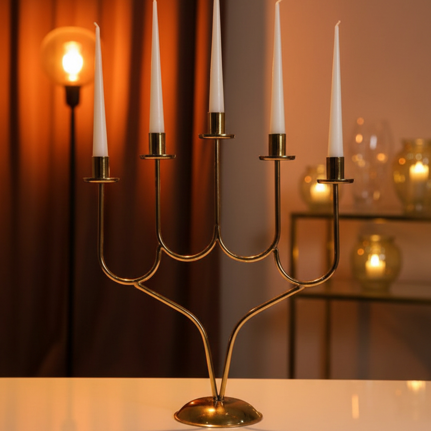 جاشمعی فلزی 5 شعله - تصویر 2