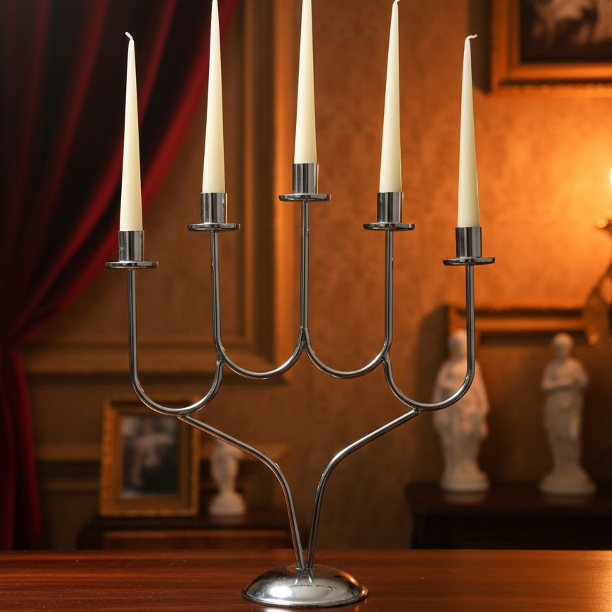 جاشمعی فلزی 5 شعله - تصویر 3