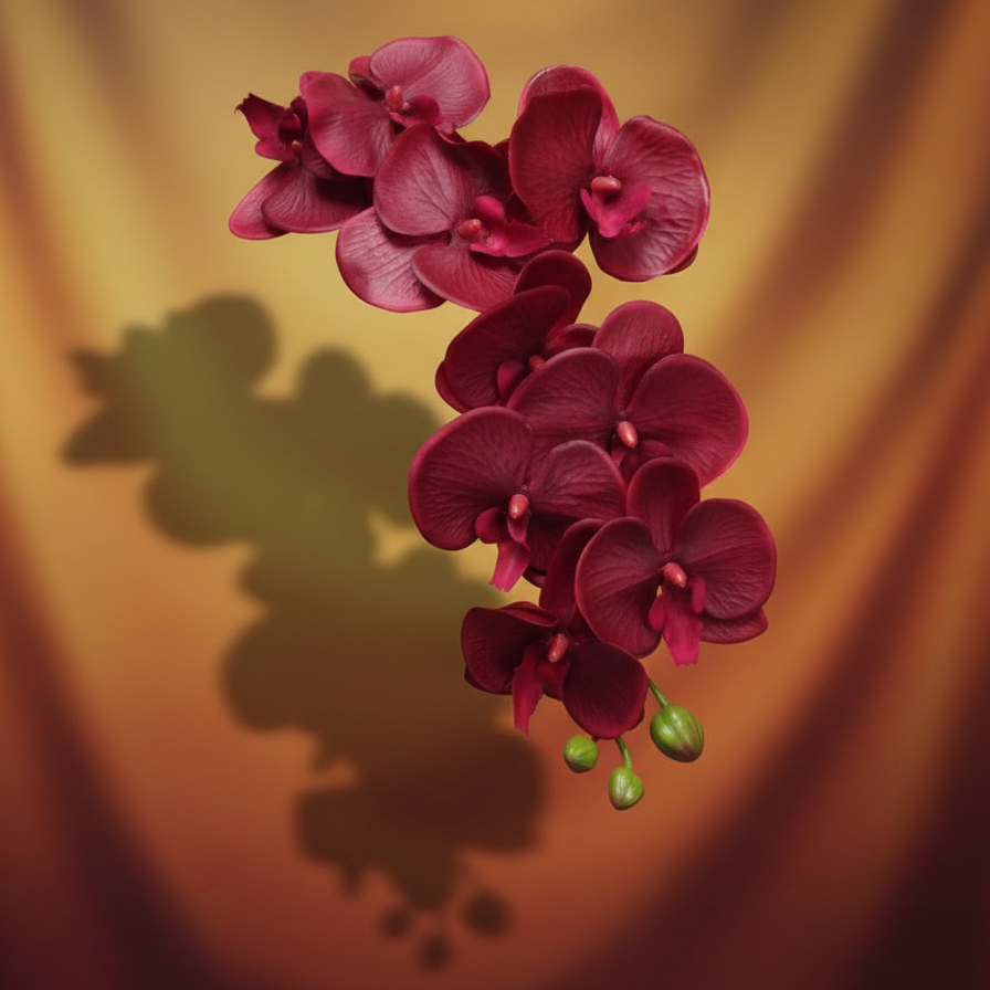 شاخه گل ارکیده مصنوعی دانهیل (رنگ زرشکی/شرابی) - تصویر 1
