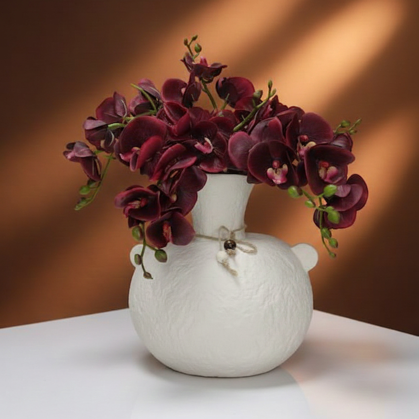 شاخه گل ارکیده مصنوعی دانهیل (رنگ زرشکی/شرابی) - تصویر 2