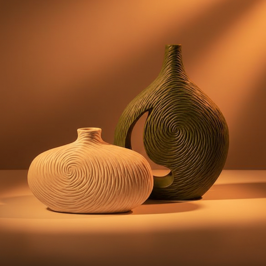 ست گلدان دکوری مارپیچ مهتاب (۲ عددی) - تصویر 4