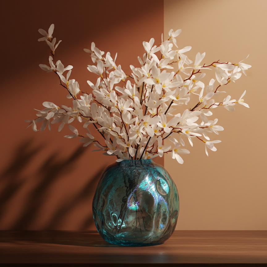 گلدان شیشه‌ای د فرم هنری (دست‌ساز) - تصویر 2