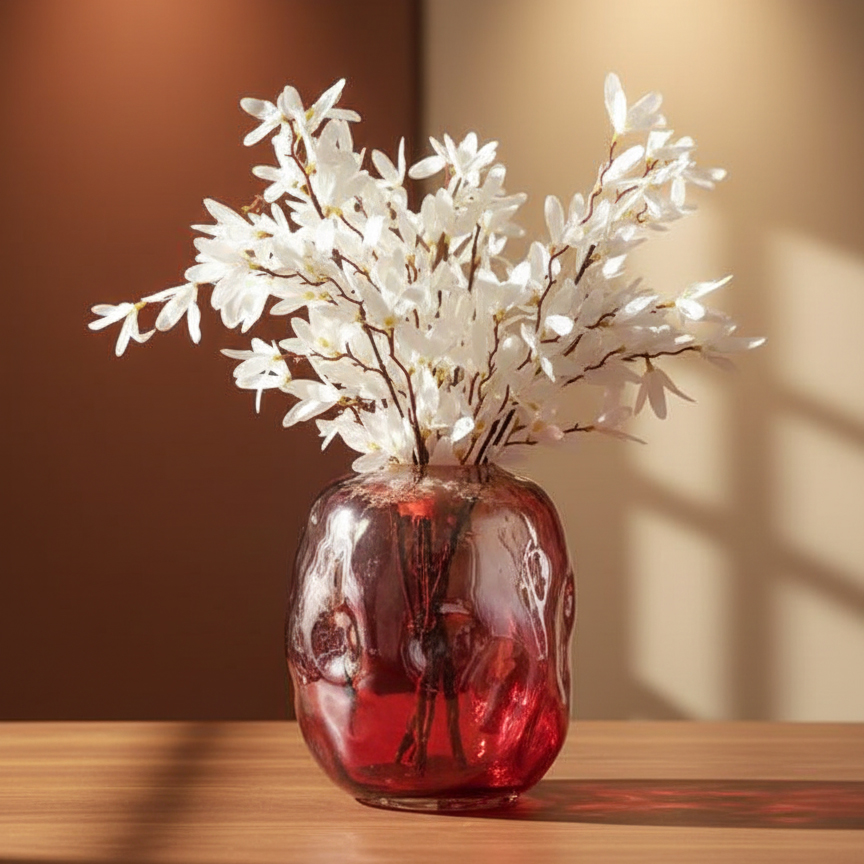 گلدان شیشه‌ای د فرم هنری (دست‌ساز) - تصویر 3