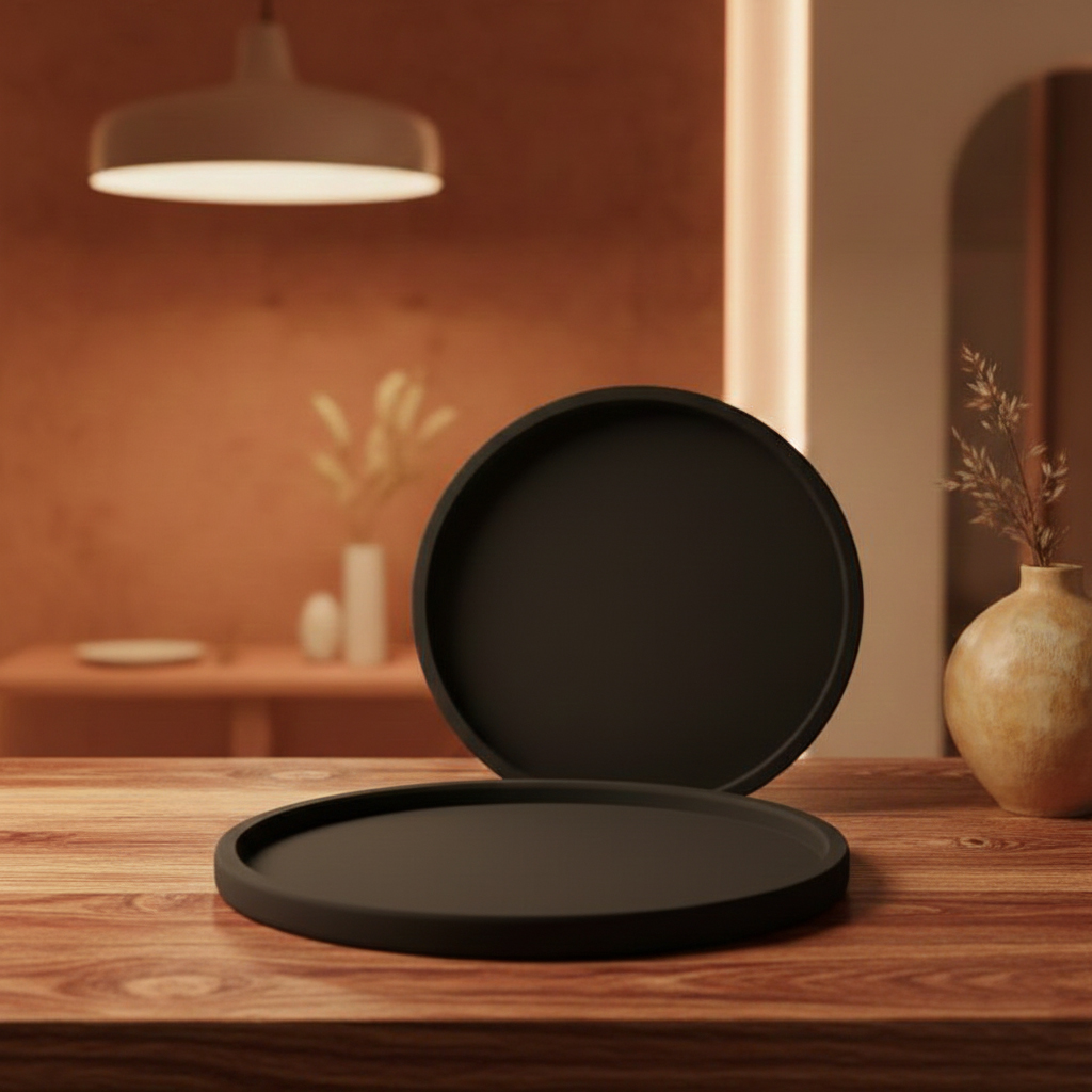 ست سینی دکوراتیو چوبی مدل اکلین — قطر 30 سانتی‌متر - تصویر 2