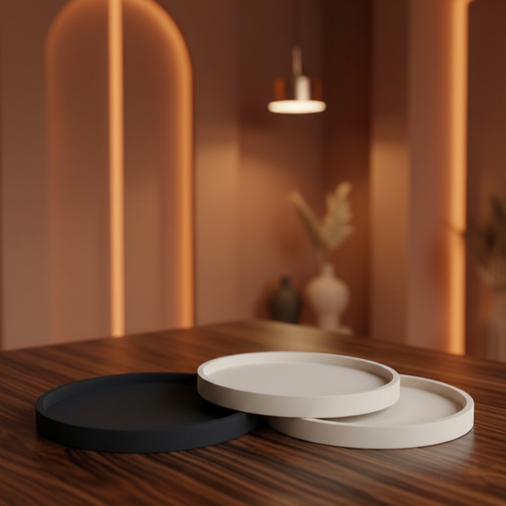 ست سینی دکوراتیو چوبی مدل اکلین — قطر 30 سانتی‌متر - تصویر 3