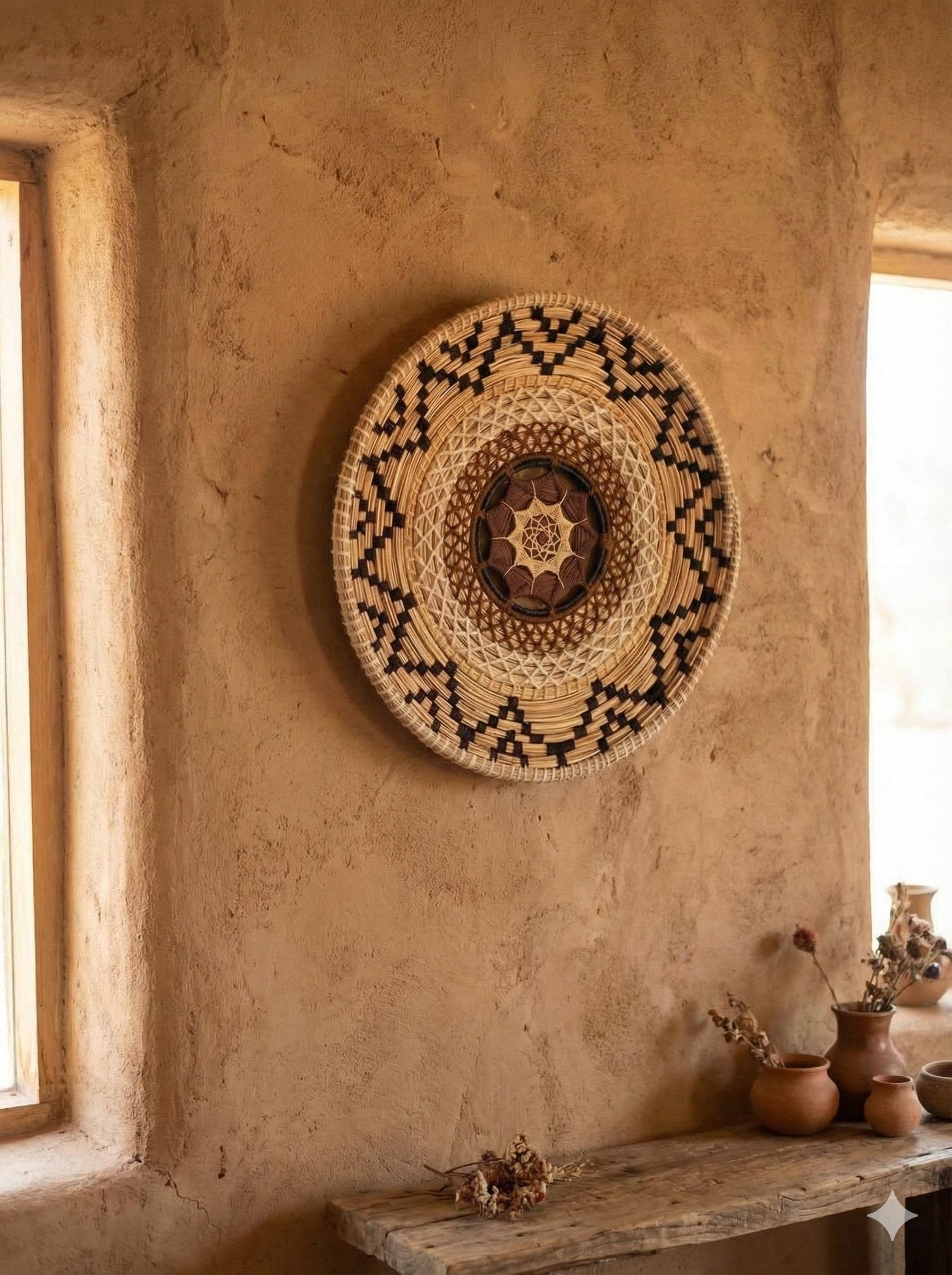 دیوار کوب حصیری  مدل  طرح ۱