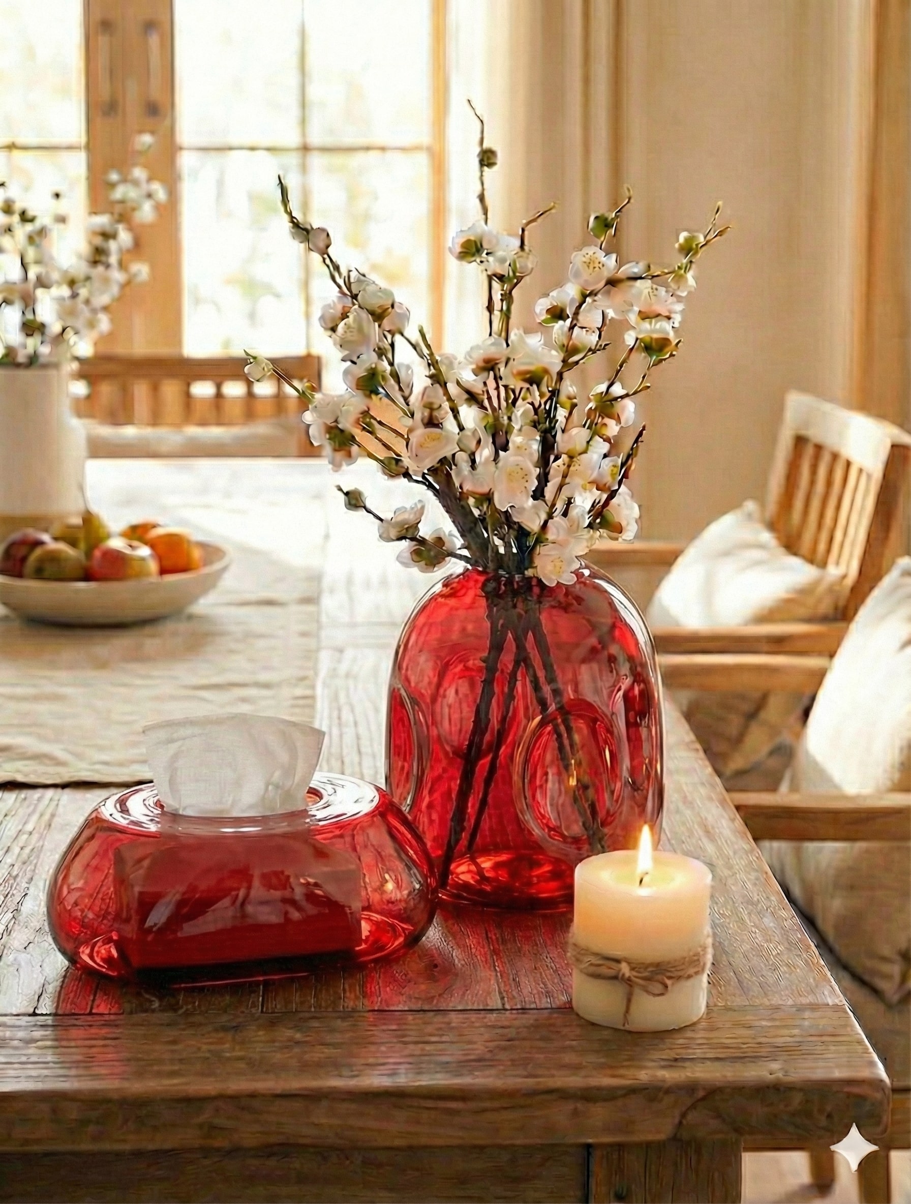 گلدان تویی بلور همراه با جا دستمالی - تصویر 2