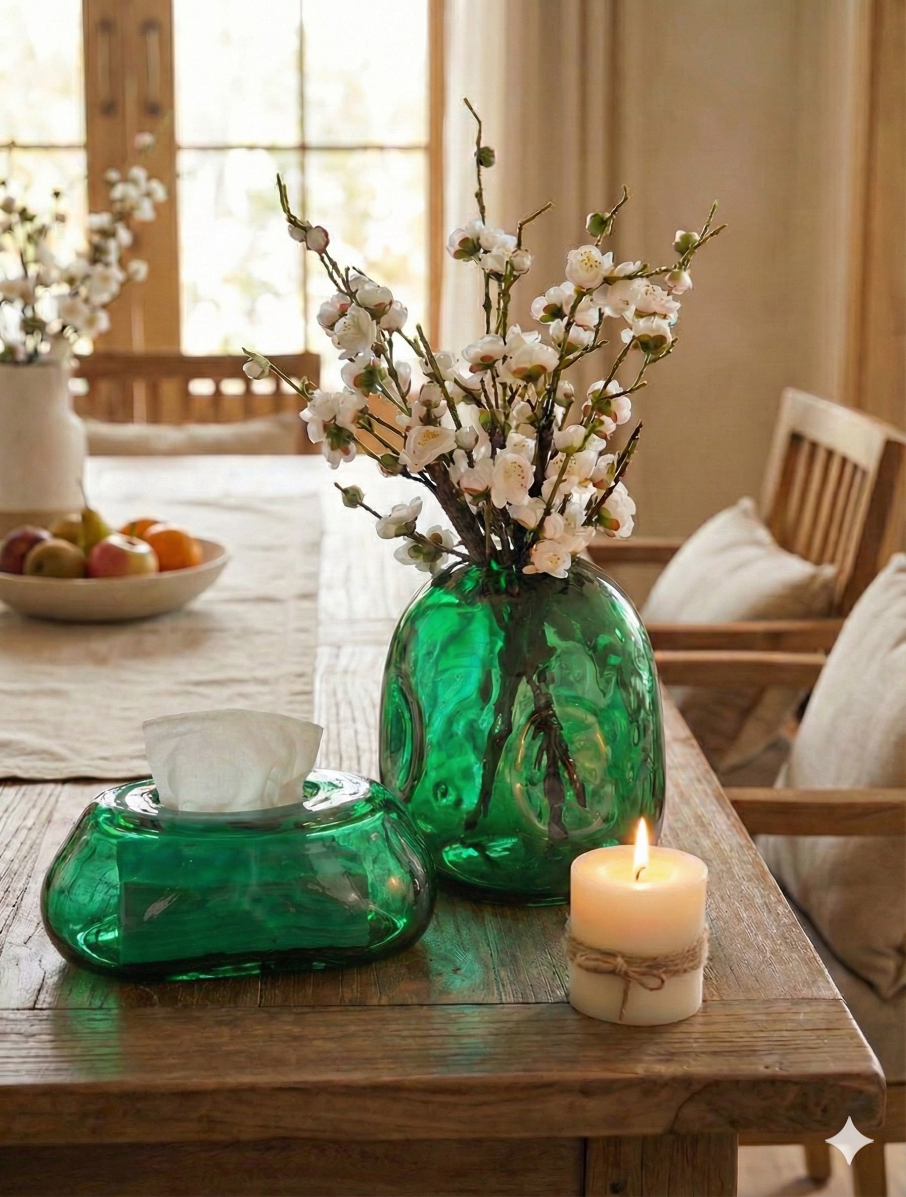 گلدان تویی بلور همراه با جا دستمالی - تصویر 3