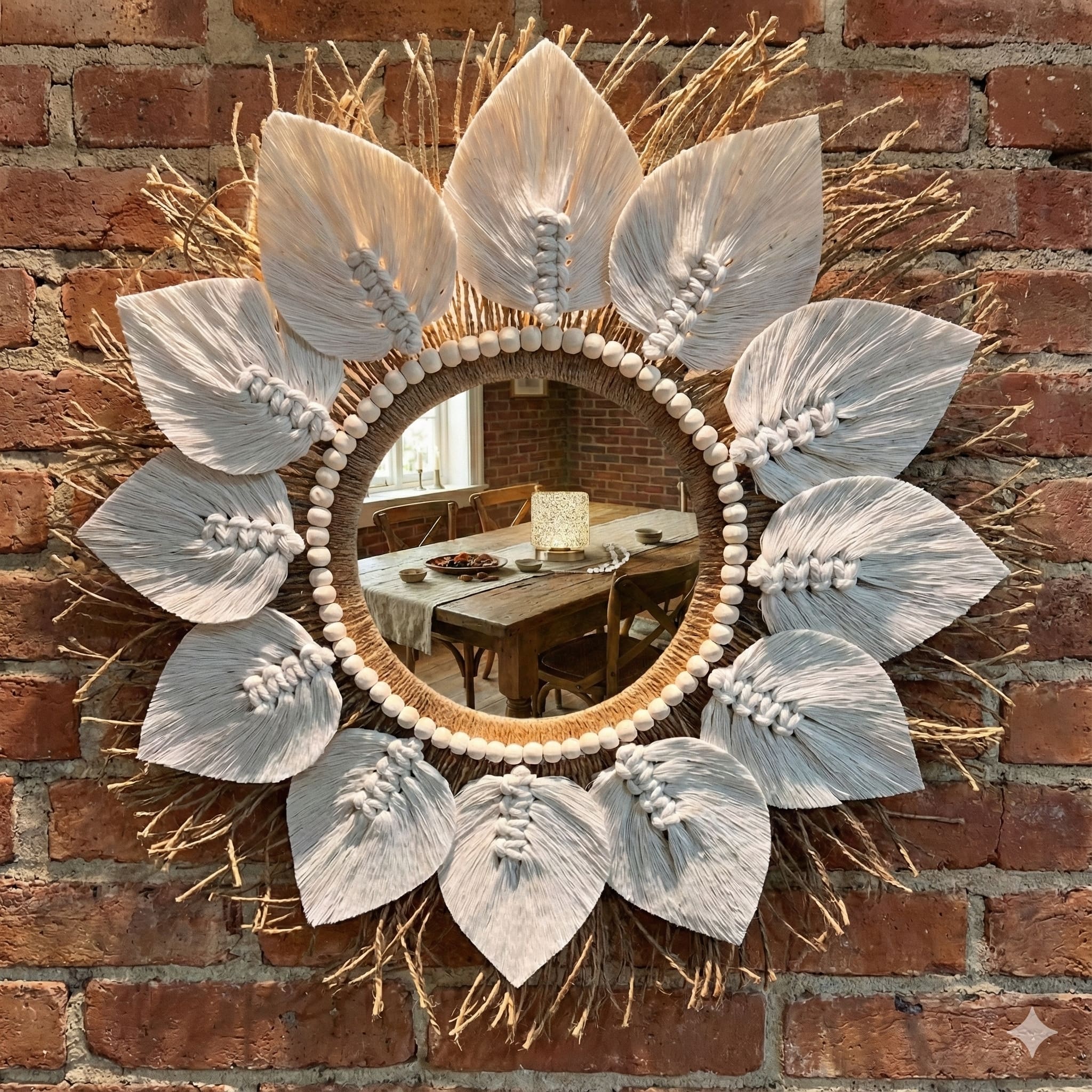 آیینه مکرومه برگ رافیا