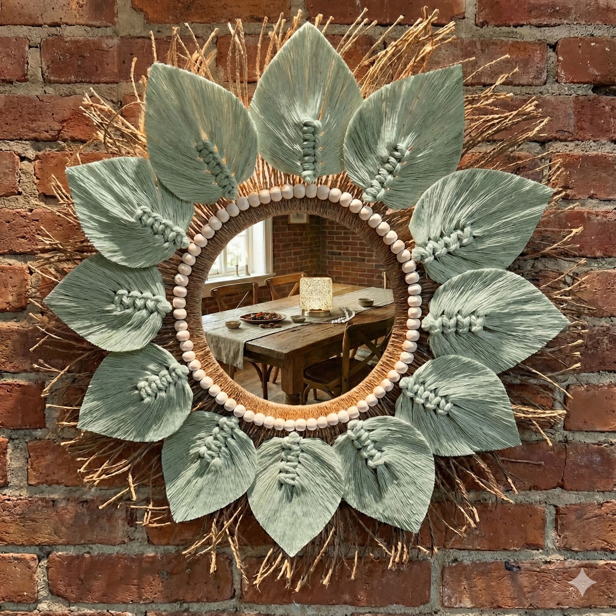 آیینه مکرومه برگ رافیا - تصویر 2