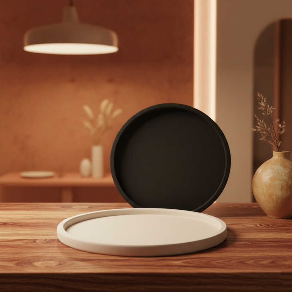 ست سینی دکوراتیو چوبی مدل اکلین — قطر 30 سانتیمتر