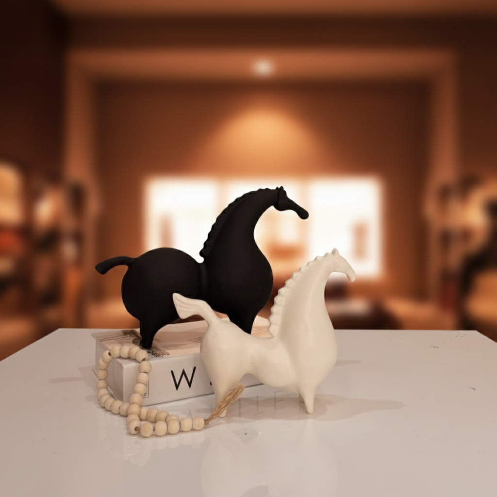 مجسمه دکوری اسب لوکس فانتزی (ست دو عددی) - تصویر 1