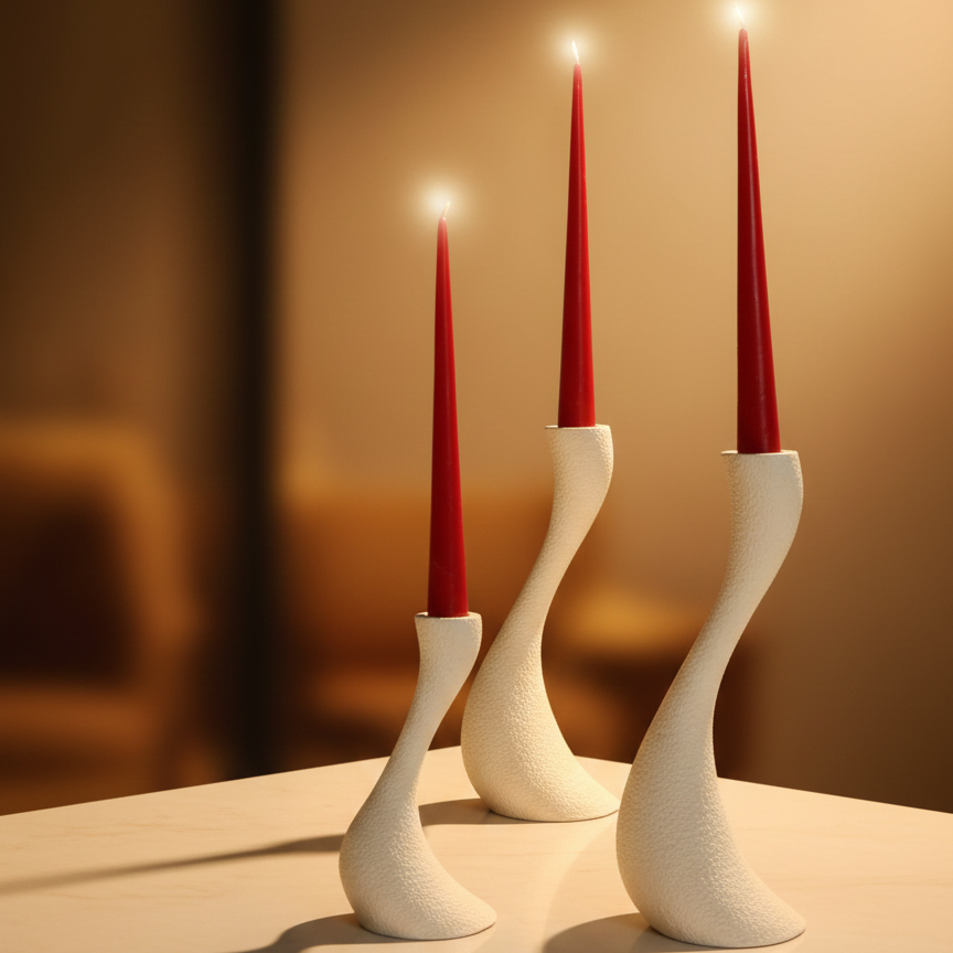 جاشمعی دکوری سهشعله مدل انحنای مدرن - تصویر 1