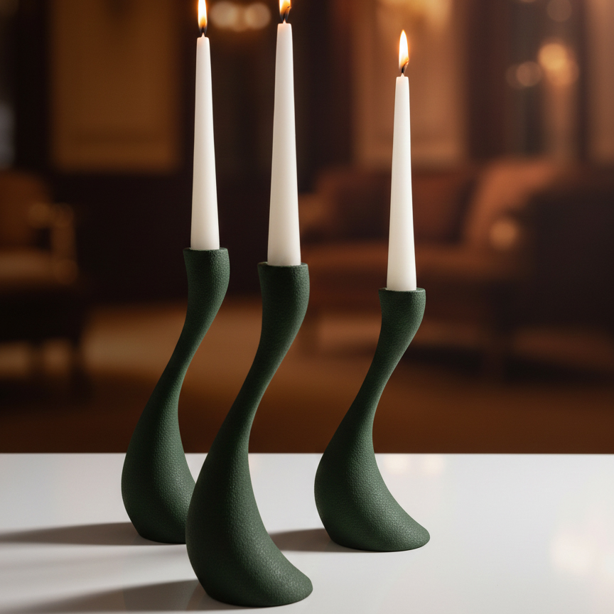 جاشمعی دکوری سهشعله مدل انحنای مدرن - تصویر 2