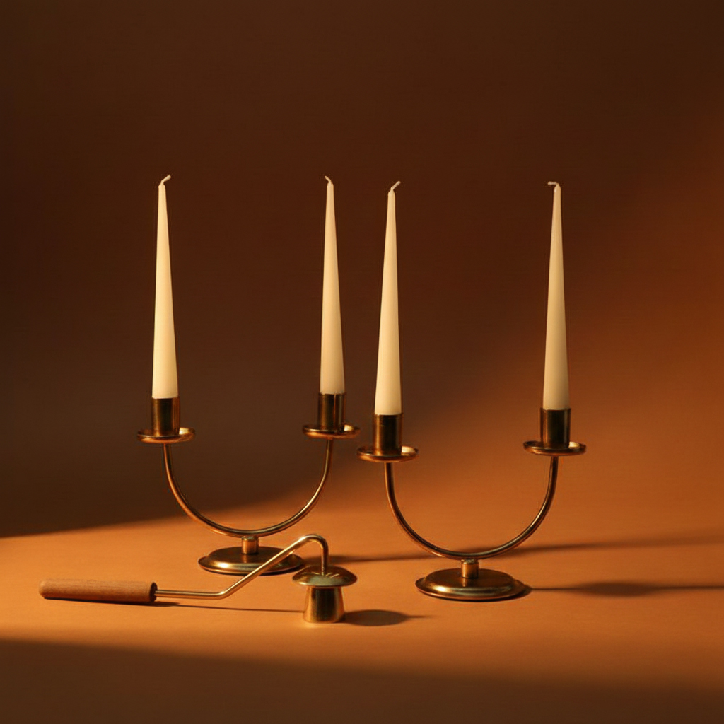 جاشمعی فلزی دوشعله نیمدایره کلاسیک