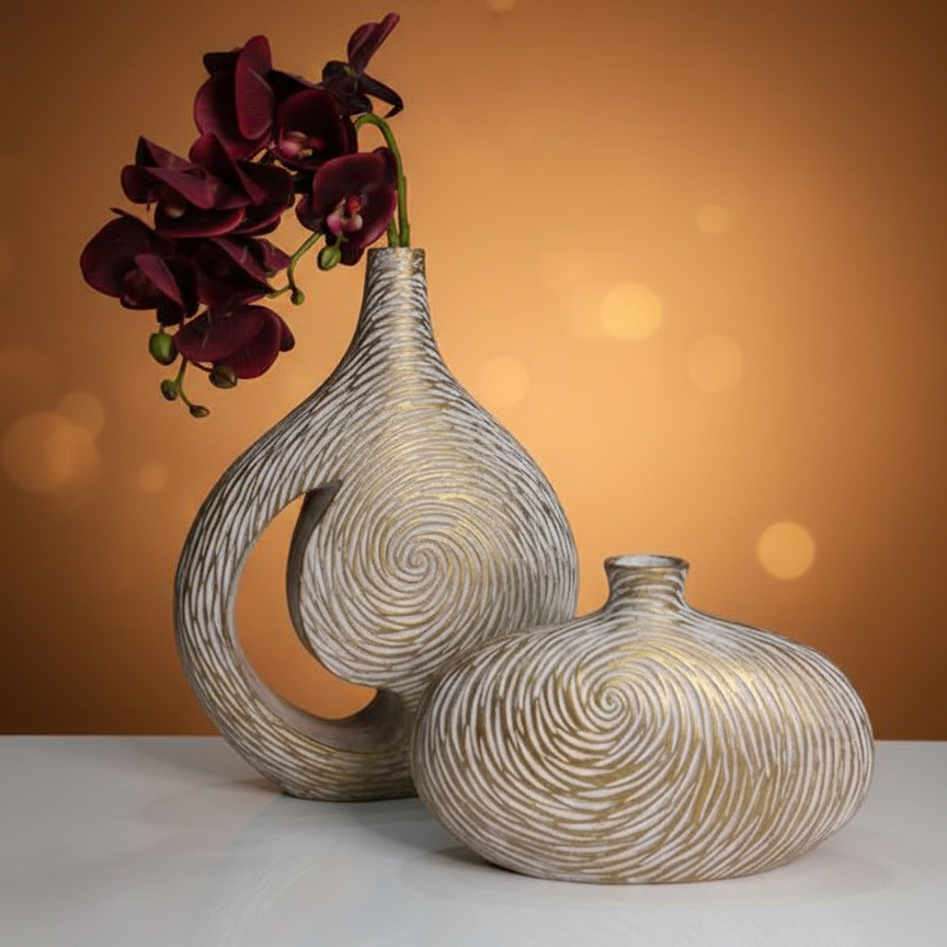ست گلدان دکوری مارپیچ مهتاب (۲ عددی) - تصویر 2
