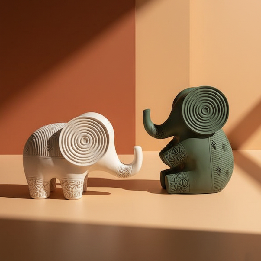 ست مجسمه فیل دکوری (۲ عددی) - تصویر 1