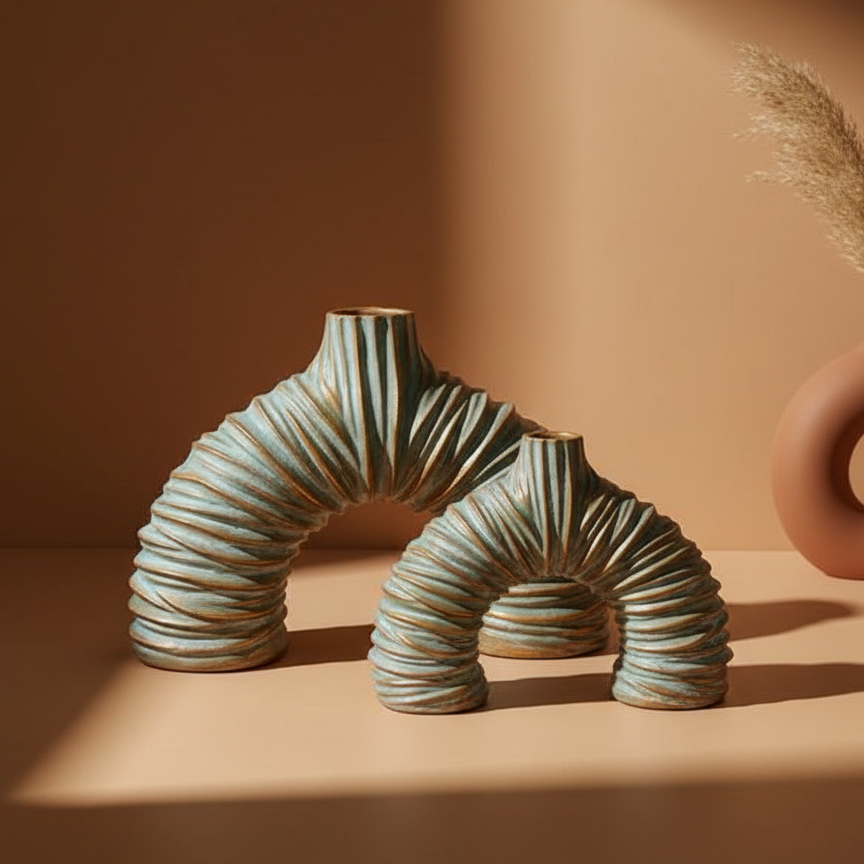 ست گلدان دکوراتیو پلی رزین مدل آرک دوتایی - تصویر 3